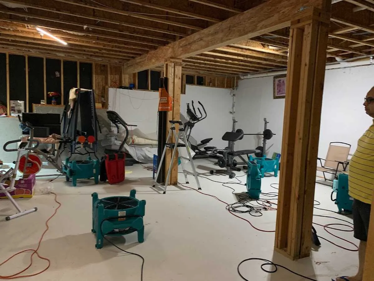 Basement drying equipment setup for Contents Cleaning & Restoration in Willard