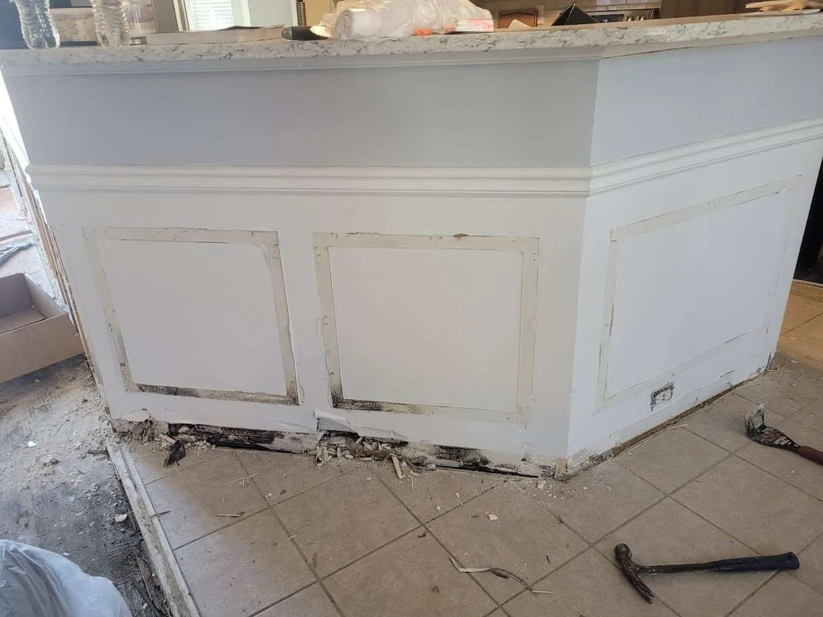 Water damage and mold on kitchen during Storm Damage Restoration in Willard